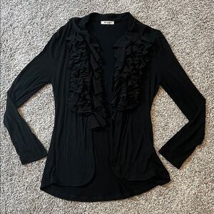 XTAREN Black Ruffle Women's Cardigan